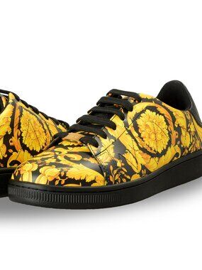 Versace Men's Baroque Signature Print 100% Leather Sneakers Shoes US 13 IT 46